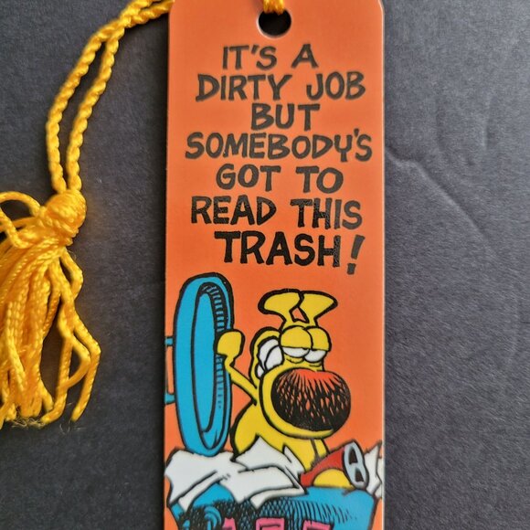 Vintage 80s Grimmy Tassel Bookmark Mother Goose Grim Mike Peters Dirty Job Trash - Picture 8 of 9
